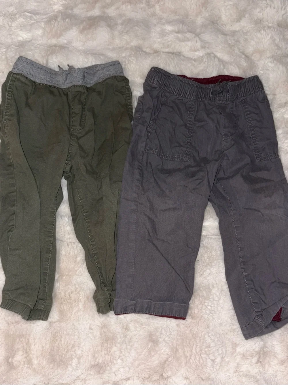 OshKosh B'gosh Olive Green and Gray Pull-On Pants Set